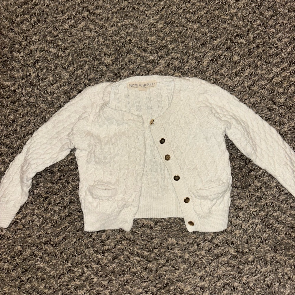 Hope & Henry White Cable Knit Sweater 18-24 Months